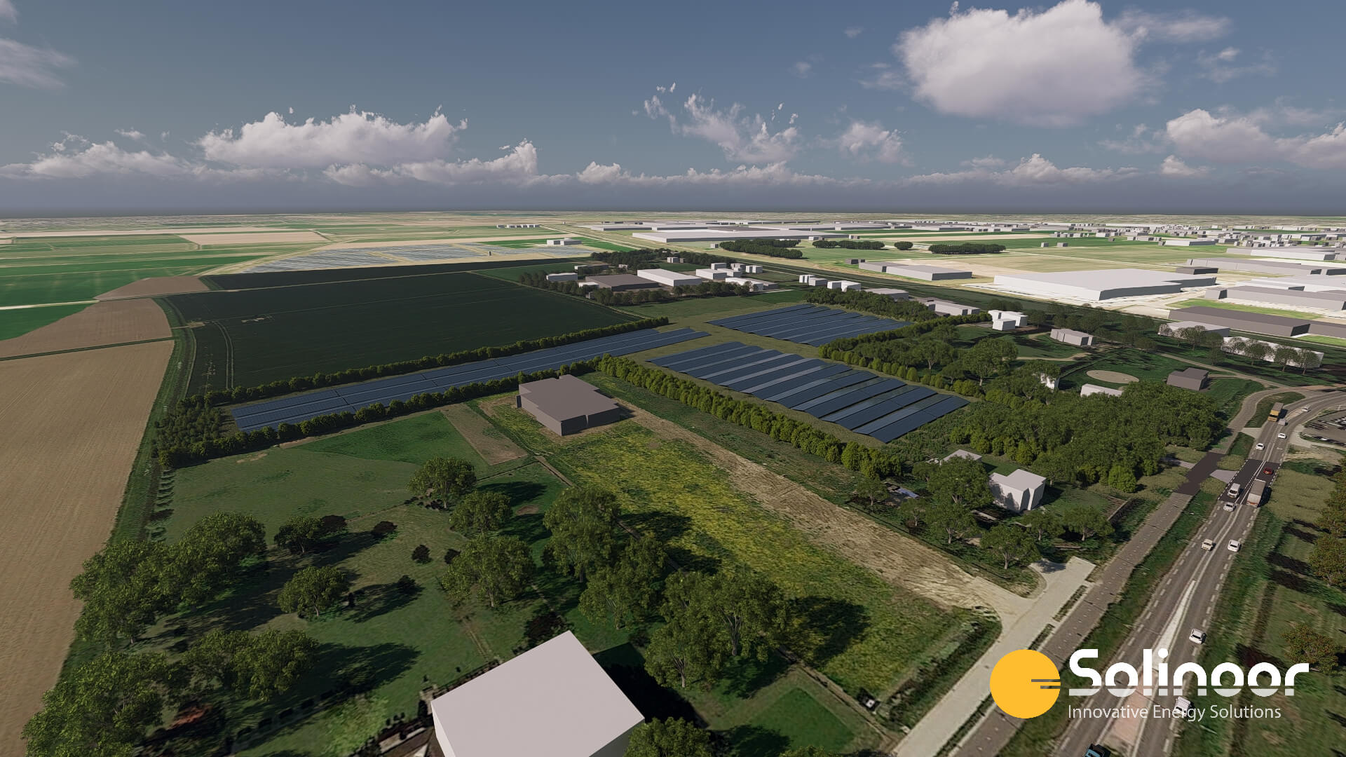 Zonneveld Nextgarden Bemmel 3D visualisatie drone-perspectief