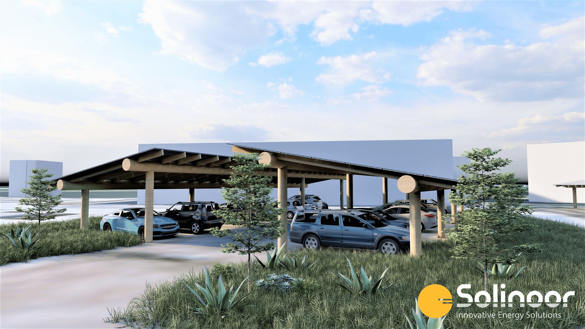 Solinoor zonnecarport IJzendoorn in Gelderland - 3D render